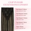 GOO GOO Clip in Hair Extensions Real Human Hair, 24inch 120g 7Pcs, 1B/16/1B Balayage Natural Black to Light Blonde, Remy Human Hair Extensions Clip ins for Women, Natural Human Hair