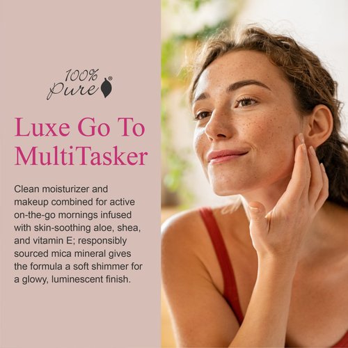 100% PURE BB Cream Shade 20 Aglow Full Face Coverage Skin Care & Glow - All-In-One Primer Concealer & Foundation Makeup - Shimmery, Dewy Youth Medium Color w/Warm Undertone - Vegan - 1 Fl Oz