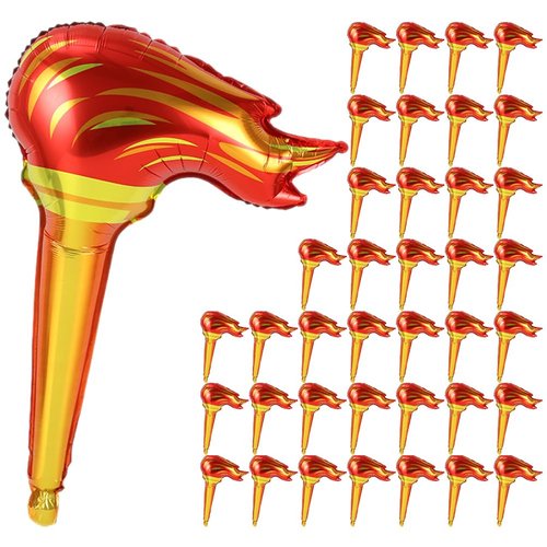 Tofficu 50Pcs Olympic Torch Prop, 18 Inches Fun Inflates Torch, Olympic Themed Party Decorations, Fake Olympic Torch for Medieval Luau Party Sports Competitions Stage Performance Props