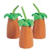 Fun Express 12 Pieces Palm Tree Molded Sipper Cup, Holds 20 oz, BPA Free Plastic, Party Supplies, Multi-Color
