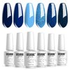 Vishine Soak Off UV LED Gel Nail Polish Set Blue Glitter Colors, 8ml each Nail Gel Manicure Kit