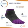 FUN TOES Women's Cotton Toe Socks-Breathable-6 PAIRS Pack-Size 9-11-Lightweight (2 Black/ 2White/ 2Grey-Purple)