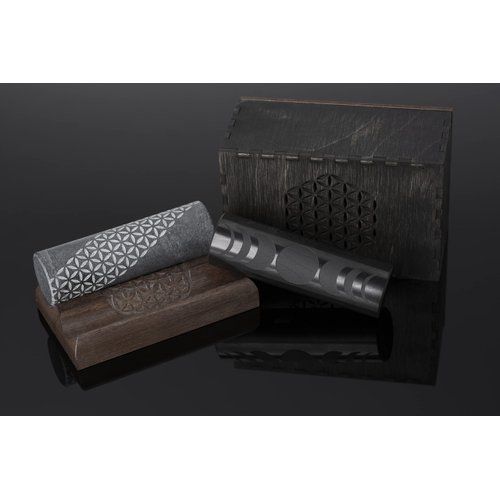 The Pharaoh Cylinders Shungite and Soapstone wich Wooden Stand