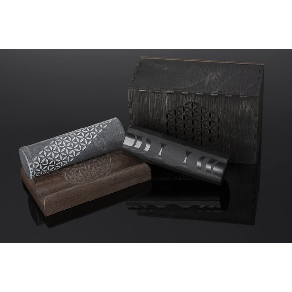 The Pharaoh Cylinders Shungite and Soapstone wich Wooden Stand