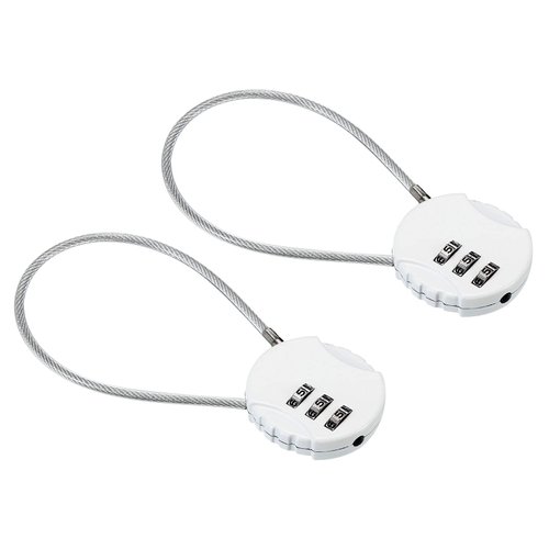 PATIKIL Combination Lock 8 Inch, 2 Pcs 3 Digit Outdoor Waterproof Code Padlock with Wire Rope for Luggage Gym Locker Fence Toolbox Backpack, White