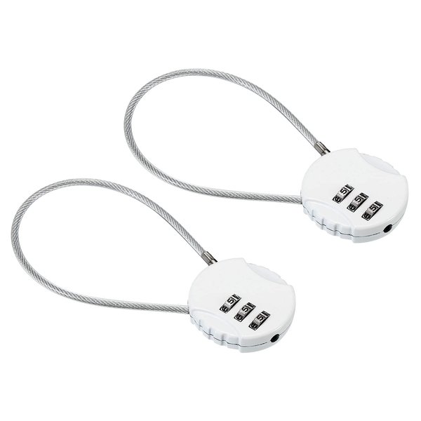 PATIKIL Combination Lock 8 Inch, 2 Pcs 3 Digit Outdoor Waterproof Code Padlock with Wire Rope for Luggage Gym Locker Fence Toolbox Backpack, White