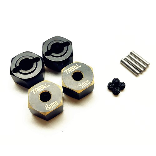 Treal SCX10 II Brass Hex Adaptor 4pcs Wheel Hub for AX90046/AX90047 (12mm*8mm)