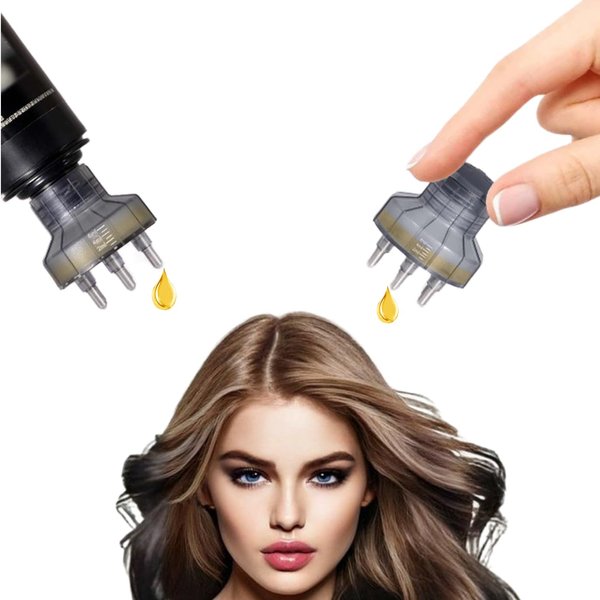 Gray Dual Application Scalp Hair Oil Comb - Hair Care Scalp Scrubber with Massage Balls Hair Oil Applicator Scalp Treatment Root Comb Applicator Bottle for Essential Oil