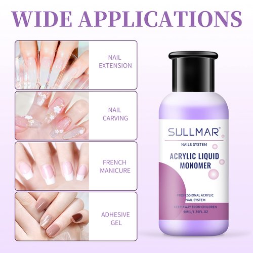 SULLMAR Acrylic Monomer Liquid Monomer Acrylic Nail Liquid Acrylic Liquid Liquid Monomer For Acrylic Nails Nail Monomer Liquid Monomer (40ml/1.35FL.OZ)