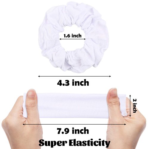 WATINC 24 Pcs White Scrunchies Hairbands for Tie Dye DIY Plain Cotton Hair Scrunchie Elastic Headband Scrunchy Traceless Hair Ties Ponytail Holder Hair Accessories for Women