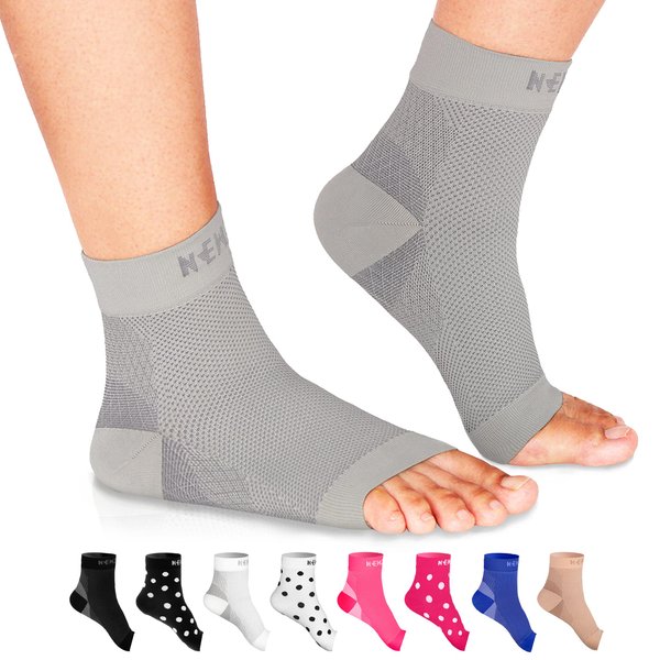NEWZILL Plantar Fasciitis Socks with Arch Support, Best 24/7 Foot Care Compression Sleeve, Eases Swelling & Heel Spurs, Ankle Brace Support, Increases Circulation (L/XL, Gray)