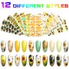 12 Sheets Sunflower Nail Art Stickers Floral Flower Nail Art Stickers Sunflower Self-Adhesive Nail Decals Nail Art Supplies Summer Nails Design with Nail File for Women DIY Nail Decoration