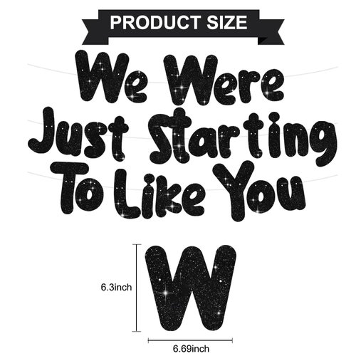 BEISHIDA Black Set of 3 We Were Just Starting To Like You Banner,NO DIY,Going Away Party Decorations Moving Party Supplies New Job Sign Funny Retirement Party Gifts