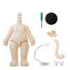 YMY Pear Shaped Doll Body with Animal Tail Mini 1/12 Scale Cute Fat Action Figure Suitable for YMY 1/12 1/8 BJD GSC Doll Head（Milky White）