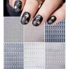 6 Sheets Star Nail Stickers 3D Glitter Shiny Gold Silver White Black Stars Nail Art Sticker Geometry Star Sticker DIY Transfer Decal Designs Nail Tips DIY Manicure Luxury Nail Art Decoration Supplies