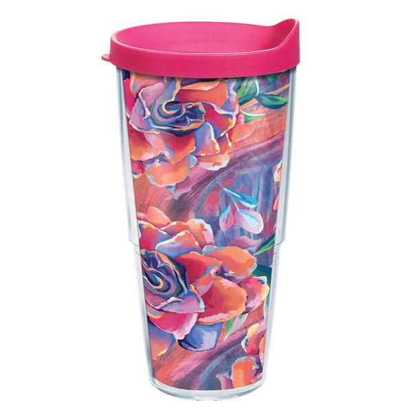 Tervis Sugar Magnolia Made in USA Double Walled Insulated Tumbler Travel Cup Keeps Drinks Cold & Hot, 24oz Classic, Sugar Magnolia