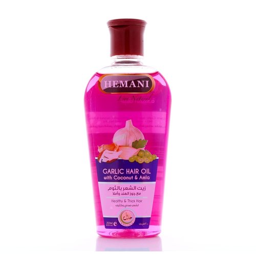 Hemani Hair Oil 200mL (6.76 FL OZ) Natural Solution for Strong and Shiny Hair (Garlic with Coconut & Amla)