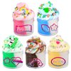 Jigejunfa Cloud Slime Kit 5 Pack, Dual Color Slime Set with Cute Rainbow and Ice Cream Charms, Stress Relief Toys Cool Birthday, Ideas for Girls and Boys, Party Favors for Kids, Pink Blue Green