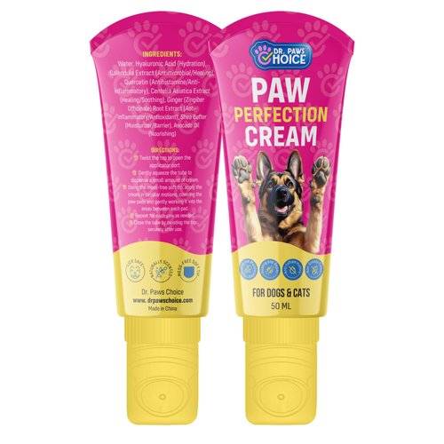 Dr. Paws Choice Paw Perfection Cream Dog Paw Balm - Mess Free, Hydrating, Moisturizing, Non-Greasy, Lick Safe Paw Balm for Dogs - Premium Dog Paw Moisturizer for Soft, Healthy Paws - 50ml