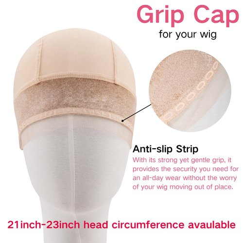 Isshin Beauty Wig Grip Cap Women Adjustable: Wig Gripper with Ear-Cutouts Natural Lace Edge - Gluless Non Slip-Off Band with Velcro No-Headache Comfortable Breathable (LightBrown)