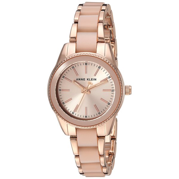 Anne Klein Women's Rose Gold-Tone and Light Pink Resin Bracelet Watch
