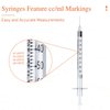 1ml U-100 Syringe with Needle, 31G 1cc 5/16-Inch (8mm), Lab Measuring Supplies,Individually Wrapped,Pack of 50