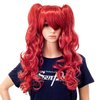 SWACC Long Curly Double Claw Clip on Ponytail Wig Synthetic Pastel Colorful Cosplay Daily Party Wig for Women and Kids with Wig Cap (Red)