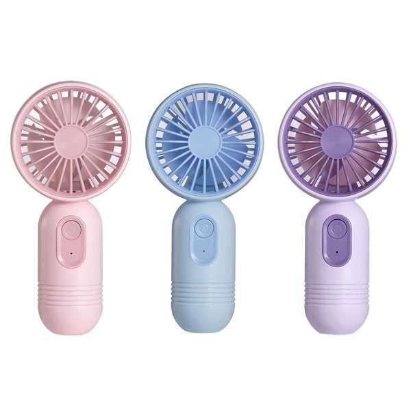 VanSmaGo [Portable Mini Fan 3-pack] Handheld Personal Small Fan with 3-speed for Travel, USB Rechargeable Battery Operated Eyelash Fan, Pink&Blue&Purple