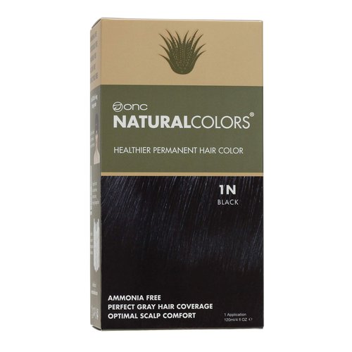 ONC NATURALCOLORS (1N Black) 4 fl. oz. (120 mL) Heat Activated Healthier Permanent Hair Dye with Certified Organic Ingredients, Ammonia Free, Vegan Friendly, 100% Gray Coverage