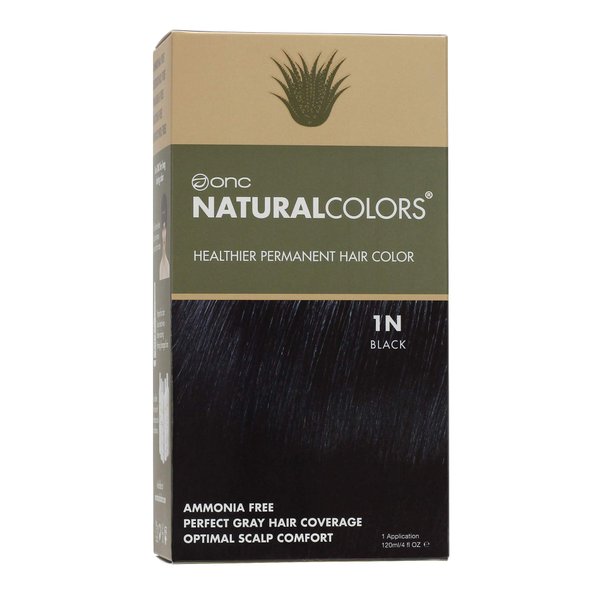 ONC NATURALCOLORS (1N Black) 4 fl. oz. (120 mL) Heat Activated Healthier Permanent Hair Dye with Certified Organic Ingredients, Ammonia Free, Vegan Friendly, 100% Gray Coverage