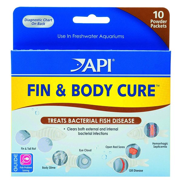 API 2 Pack of Fin and Body Cure Freshwater Fish Medication Powder for Treatment of Bacterial Diseases, Treats Body Slime, Eye Cloud, Fin and Tail Rot, and Gill Disease (10-Count) (2 items)