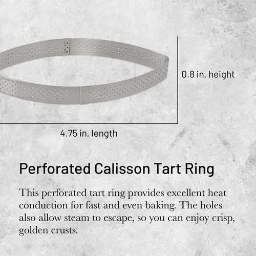 de Buyer Perforated Calisson Tart Ring - 4.75” x 2” - Perfect for Baking Small, Crisp Tarts - Easy to Use & Clean - Made in France