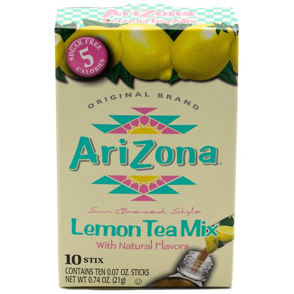 Arizona Lemon Iced Tea Stix Sugar-Free, 10 Count Box (Pack of 1), Low Calorie Single Serving Drink Powder Packets, Just Add Water for a Deliciously Refreshing Iced Tea Beverage
