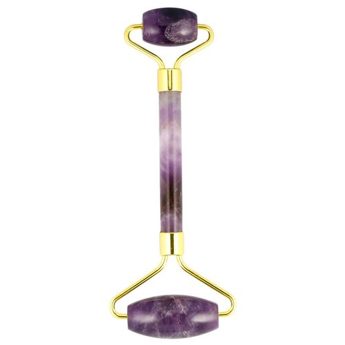 mookaitedecor Amethyst Stone Roller for Face Massage Neck, Anti-Aging Facial Massager with Double Rollers