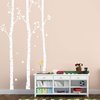 Birch Tree Wall Decal Nursery Set Woodland Vinyl Sticker Removable Branches Art Leaves (3 Trees) #1505 (72" (6ft) Tall, Matte White)