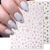 8Sheets Gold Star Heart Moon Nail Stickers,3D Silver Stars Hearts Nail Art Stickers Rose Gold Laser Silver Metallic Hollow Heart Moon Star Nail Decals for Women Nail Decor Nail Design Nail Accessories
