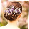 Beatifufu Hair Plug Flower Hair Comb Flower Pearl Hair Clip Wedding Headpiece Girls Hair Comb Wedding Hair Clip Floral Hair Clips Headband for Girls Alloy Hair up Purple Bride