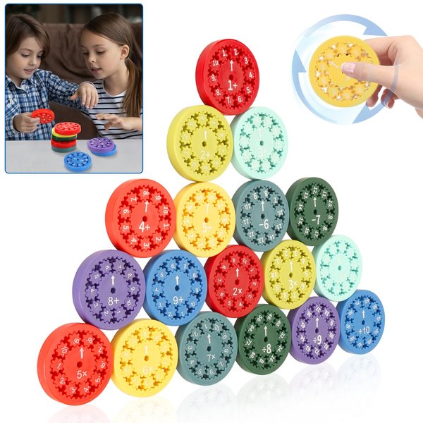18Pcs Math Fidget Spinners Toys Set, Educational Math Fact Fidget Toy for Kids, Number Game Fidget Toy for Learning Addition Multiplication & Division, Great Gift for Adults Kids Relieves Anxiety