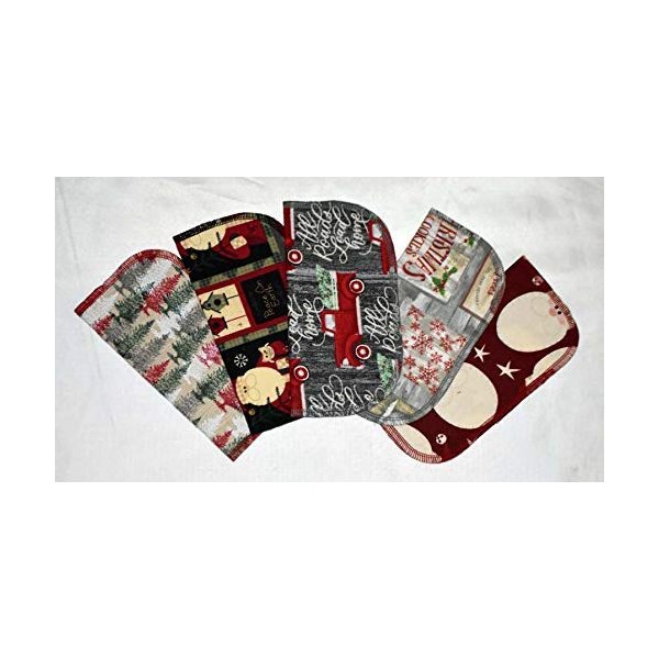 Gina's Soft Cloth Shop 1 Ply Printed Flannel Little Wipes 8x8 Inches Set of 5 Country Christmas