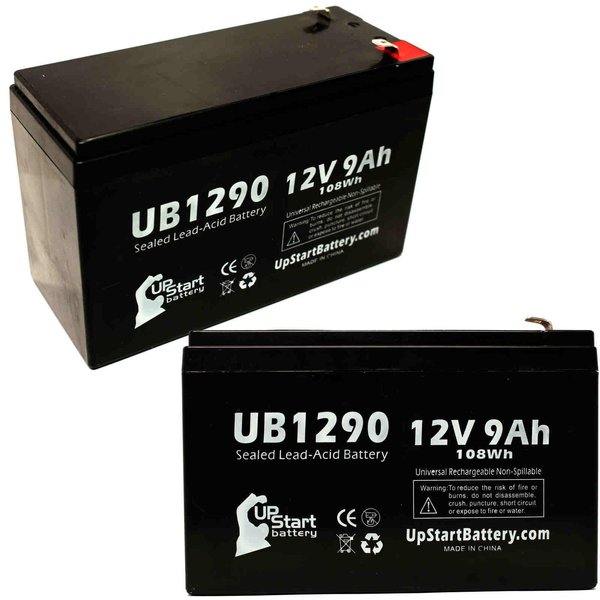 2 Pack Replacement for Minuteman PRO1500RT Battery - Replacement UB1290 Universal Sealed Lead Acid Battery (12V, 9Ah, 9000mAh, F1 Terminal, AGM, SLA) - Includes 4 F1 to F2 Terminal Adapters