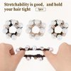 3Pcs Pearl Elastic Hair Bands Fancy Crystal Beads Stretchy Hair Ties Sparkly Ponytail Holders Hair Scrunchies Handmade Rhinestone Hair Ropes Accessories for Women Girls Thin Long Curl