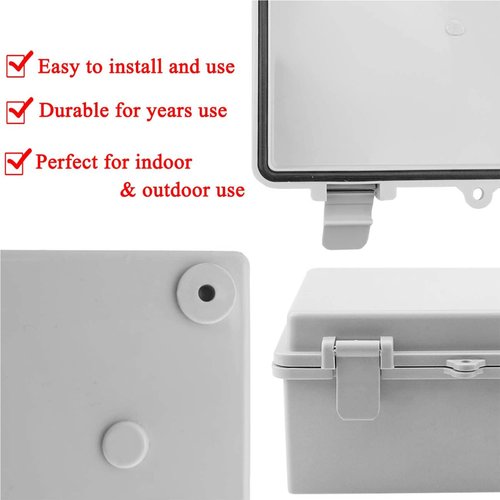 Sunnyglade ABS Plastic Dustproof Waterproof IP65 Junction Box Universal Durable Electrical Project Enclosure with Lock (6.7"x8.7"x4.3")