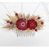 Generic Natural dried flowers ivory hair comb, ivory cream dried flowers rustic hair piece (hot pink)