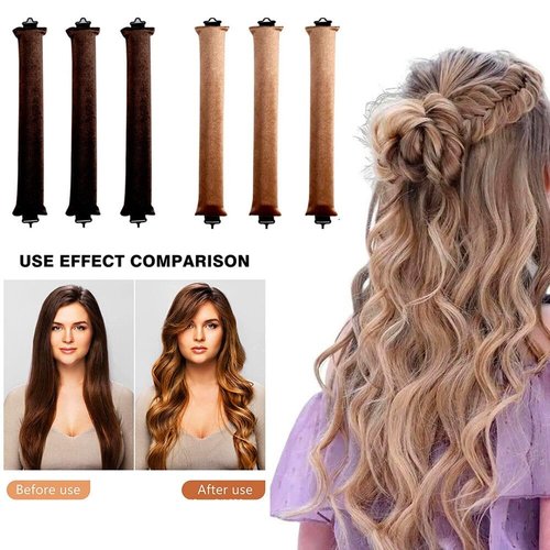Rukebu Heatless Hair Curlers for Overnight Curls, No Heat Curl Rods with Hook for Long & Medium Blowout Hair (Black)