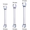 3-Piece Premium Double-End Metric Flare Nut Wrench Set, Size 10, 12, 13, 14, 15, 17mm | Cr-V Steel, 6-Point Head, 15° Offset Design | Perfect Line Wrench for Fuel, Brake, Air Conditioning and More