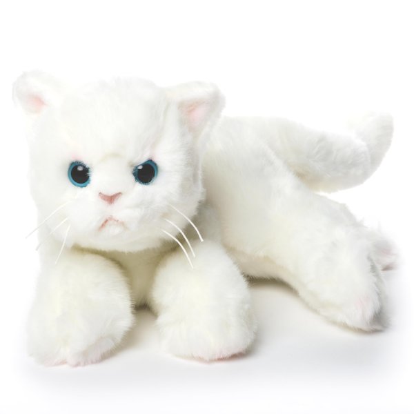 Bearington Collection Muffin Plush White Cat Stuffed Animal, 15 Inch