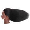 100% Real Hair Mannequin Head 16" Hairdresser Cosmetology Manikin Training Practice Doll Head for for Hairstyling (Black 16inch B)
