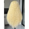 CURLCRAZY Blonde Long Curly Lace Front Wigs for Black Women HD Lace Wig Long Deep Wave Synthetic Lace Front Wig with Baby Hair Pre-plucked Hairline Hair Natural Looking Crimps Curls (26" Blonde)