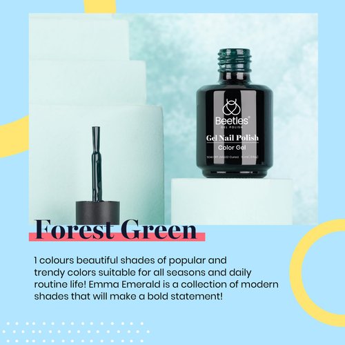 Beetles Green Gel Nail Polish, 15ML 0.51OZ Forest Green Color Soak Off UV Nail Lamp Gel Polish Nail Art Manicure Salon DIY Gel Nail Art Design Decoration at Home Gift for Women Fall Gel Nail Polish