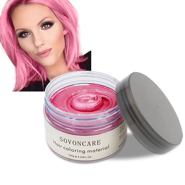 SOVONCARE Pink Hair Styling Wax, Temporary Hair Color Cream for DIY Hairstyle, Cosplay, Halloween, Date - 4.23 oz